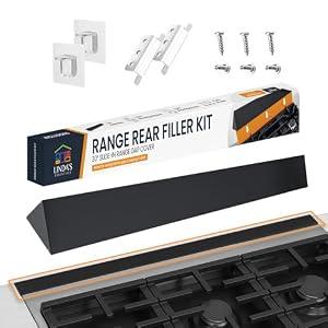 Linda's Essentials. 30” Slide In Range Gap Filler Kit, Slide-In Range Rear Gap Filler & Range Trim Kit, Universal Stove Gap Cover Between Stove and Wall Guard, Aluminum Cooktop Trim Kit for Whirlpool & Most Brands, Black