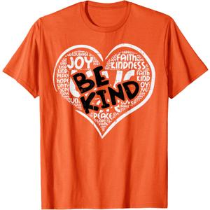 Be Kind Joy Heart Kids Unity Day Orange Anti Bullying T-Shirt Small