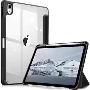 Fintie Hybrid Slim Case for iPad (A16) 11th Generation 11 Inch (2025), iPad 10th Generation 10.9 Inch (2022) - Shockproof Cover with Clear Transparent Back Shell & Pencil Holder, Black