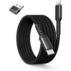 Basesailor USB C to Lightning Charger Cable 10ft with USB A Adapter,Type C Power Delivery PD Fast Charging Cord for iPhone 11 12 13 14 Mini Pro Max,SE,iPad 8th 9th Generation