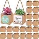 KesaPlan 50 PCS Succulent Wrap Bags with 100 PCS Thank You Stickers, Small Kraft Paper Succulent Gift Box for 2.36 Inch Pots, Wedding Party Favors for Guests Mini Succulent Pots Box for Baby Shower (Brown)