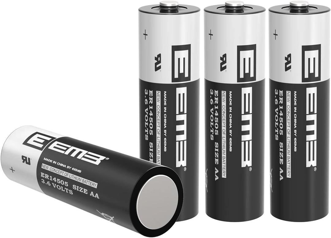 EEMB 4Pack ER14505 3.6V AA Lithium Battery 2700mAh Li-SOCL Non-Rechargeable Batteries SB-AA11 LS14500 TL-5903 SL-360 14500 ER14500 for Door Gate Sensor Water Electricity Gas Meter PLC Battery