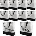 10 pcs Sublimation Tote Bags,polyester tote bags for sublimation, blank canvas tote bags for DIY Crafting and Decorating (Black/White)