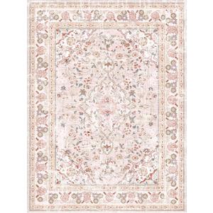 Vhong Pink Area Rugs Washable Boho Vintage Modern Neutral Large Carpet 5×7 High Traffic Rugs for Dinning Room Living Room Bedroom Girls' Room Nursery Room Non Slip