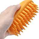 Dog Cat Pet Grooming Brush - Silicone Massage Brush for Deshedding and Bathing, Anti-Slip Rubber Shampoo Brush for Long & Short Hair Dogs and Cats (Orange)