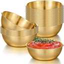 Mekueeex 20 Pack 3.3inch Stainless Steel Sauce Dishes Mini Individual Saucers Bowl Round Seasoning Dishes Sushi Dipping Bowl Appetizer Plates, Golden