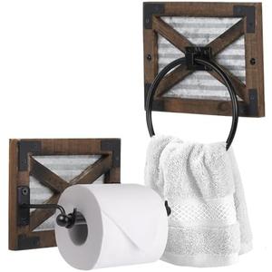 Autumn Alley Rustic Farmhouse Toilet Paper Holder and Towel Ring Rack w/Brackets, Wall Mount, 2 Set, Farmhouse Wall Toilet Paper Holder and Bathroom Hand Towel Holder Wooden Farmhouse Bathroom Decor Autumn Alley Rustic Farmhouse Toilet Paper Holder and Towel Ring Rack w/Brackets, Wall Mount, 2 Set, Farmhouse Wall Toilet Paper Holder and Bathroom Hand Towel Holder Wooden Farmhouse Bathroom Decor