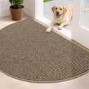 BEQHAUSE Dirt Trapper Door Mat 32" x 48" Half Circle Non-Slip Washable Doormats Entrance Rugs Absorbent Welcome Low Profile Floor Mats for Front Back Door and Entryway, Taupe