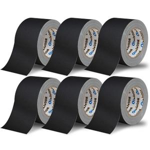 3 Inch Black Gaffers Tape Bulk, 6 Roll Multi Pack, 30 Yards per Roll, Heavy Duty Gaffers Tape Easy Tear, Non Residue Gaff Tape, Waterproof Matte Cloth Gaffing Tape for Photography, Filming, Stage Use