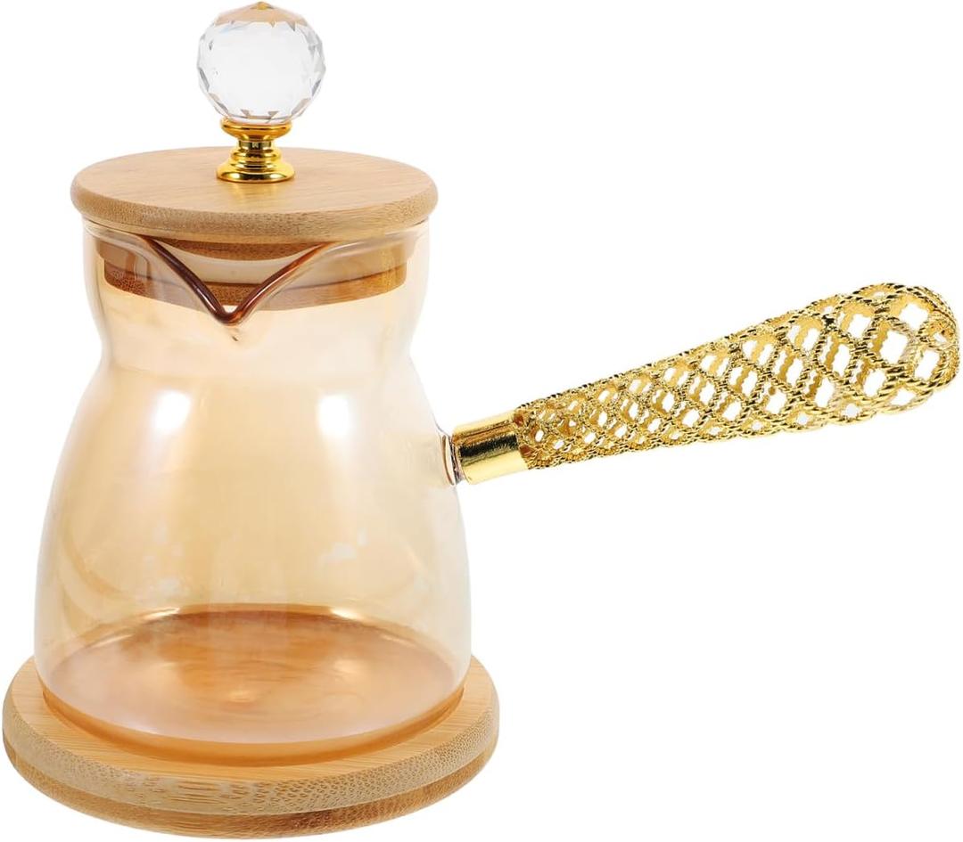 Mobestech Heat-Resistant Coffee Teapot with Long Ergonomic Handle Vintage Style Pour-over Brewing Pot for Home Office and Caf Use Stylish Manual Hot Beverage Maker 7.79X6.22X3.54In