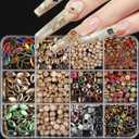 Nail Diamonds Rhinestones Luxury 3D Nail Charms Multicolored Mixed Shape Nail Art Studs Gems Colorful Flat-Back Vintage Pendants Nail Art Charms for DIY Crafts Nail Decor 12Grids