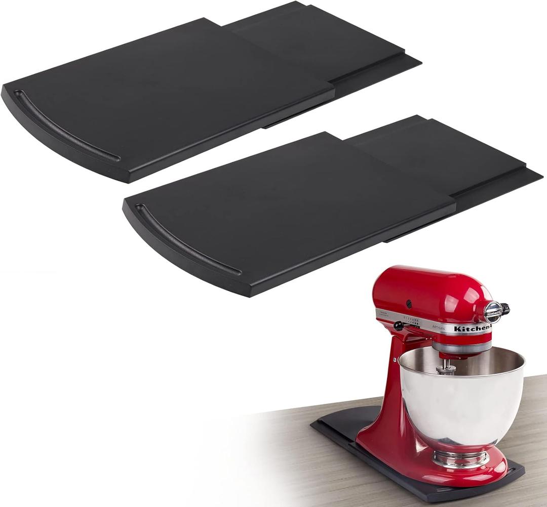 Kitchen Appliance Sliding Tray, Slider for Coffee Pot, Coffee Maker, Toaster, KitchenAid Mixer, Blenders and Air Fryer, Couter top with Rolling Wheels (2 Pack)