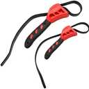 UHANBUT 2PCS Rubber Strap Wrenches, 24 Inch & 19.8 Inch Adjustable Oil Filter Strap Wrench with Reinforced Belt, Pipe Wrenches, Jar Opener Tool for Weak Hands, Water Filters, Plumbing (Red)