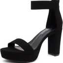 Shoe Land Chunky Platform Heels for Women | 4 Inch Block Heeled Sandals with Ankle Strap, Open Toe Dressy Strappy High Heels for Wedding, Party & Formal Events (7.5)
