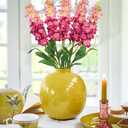 5pcs Delphinium Artificial Flowers Silk UV Resistant Flowers, 25.5" Long Stem Fake Pink Flower for Tall Vase, UV Protected Faux Floral Arrangements for DIY Bouquets Centerpieces Home Wedding Decor