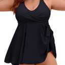 Edelqual Plus Size Tankini Swimsuits for Women Two Piece Tummy Control Bathing Suit Swim Dress Swimwear Full Coverage Swimdresses with High Waist Shorts (Black,3XL)