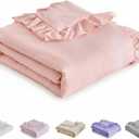 Ruffled Toddler Blanket Ruffle Comforter for Baby Toddler Girls, Soft Cozy Cute Quilted Blanket Breathable Microfiber Comfortable Down Alternative Small Size Quilt with Ruffle - 39"x 47" Light Pink