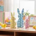 Valery Madelyn Easter Decorations, Bunny Decor Table Centerpiece, 3 Pcs Wooden Easter Decor Indoor, Cute Bunny Decorations for Table Shelf Tiered Tray Home Livingroom Kitchen Bedroom, 5-8 inch