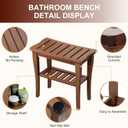 Bamboo Shower Bench Stool with Storage Shelf, Waterproof Shower Chair Spa Bath Seat, Shower Stool for Inside, Bathroom Bench Seat for Adults Elderly Seniors for Indoor or Outdoor Use(Walnut)