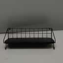 Mkono Floating Shelves Wall Mounted Set of 2 Rustic Wood Storage Display Shelf with Metal Wire Basket 11.5 Inches, Hanging Shelf for Bedroom Bathroom Living Room Kitchen Office, Black,Small