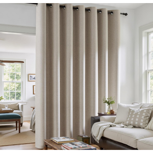 jinchan Room Darkening Linen Textured Curtain Extra Wide Room Divider for Living Room Bedroom Grommet Top Room Darkening Drapery 100" W x 84" L Greyish Beige 1 Panel