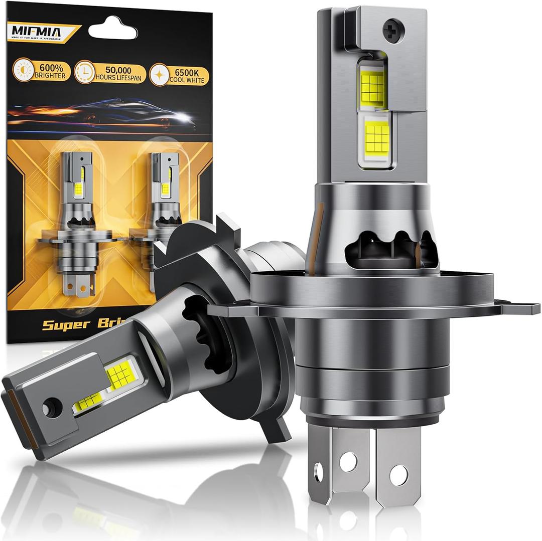 // Bulbs, 1:1 Size Non-Polarity Plug and Play, 6500K Cool White No Adapter Needed Off Road Fog Lights, Pack of 2 (H4/9003)