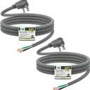 EP 2 Pack 6 Ft Flat Plug Appliance and Power Tool Cord, 14 Gauge 3 Prong 15A Replacement Power Supply Cord Cable, 110V 115V 121V AC Pigtail, Grey