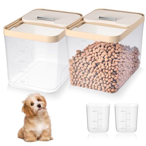 Giantree 2 Pack Airtight Dog Food Storage Container with 2 Scoops, Up to 10 lbs, Dog Cat Bird and Other Pet Food Storage Bin, Keep Pests Out, Translucent Body Keep Dry Fresh