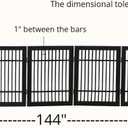 Urnporium Pet Dog Gate Freestanding, Strong Durable Folding Wooden Fence, Portable Acacia Hardwood Safety Barrier for Indoor & Outdoor Use (Black Pet Gate, 8 Panel 24" Tall)