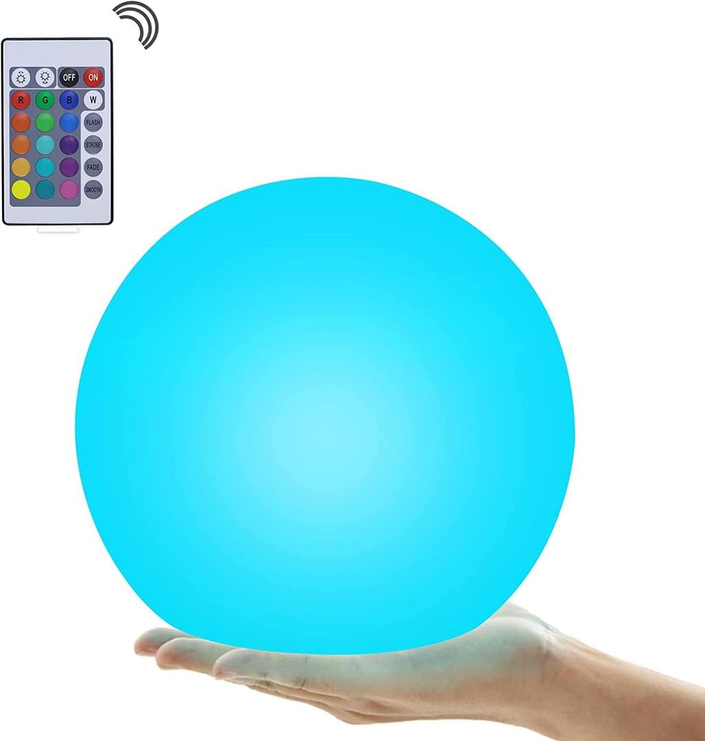 Waterproof 4-Inch LED Floating Pool Lights, Rechargeable Orb Night Light for Kids, 16 RGBW Colors Light Up Ball, Hot Tub Lights, Pool Accessories, Remote Control (1Pack)