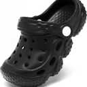 ChayChax Kid's Garden Clogs Cute Slides Sandals Toddlers Beach Pool Shower Shoes with Non-Slip Sole (Black)