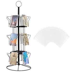 12 Pockets Countertop Rotating Greeting Card Rack with 200 Clear Resealable Polypropylene Bags 3 Tier Metal Display Stand Spinning Floor Stand Pocket Rotating Holder for Stickers Showcase (Black) 12 Pockets Countertop Rotating Greeting Card Rack with 200 Clear Resealable Polypropylene Bags 3 Tier Metal Display Stand Spinning Floor Stand Pocket Rotating Holder for Stickers Showcase (Black)