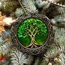 3 x Irish Ornament 2025, the Celtic Tree of Life Ornament Irish Ancestry Symbol Spiritual Home Decor, Pagan Wiccan Symbolism, Celtic Knot Design for Heritage Ceramic Material Christmas Occasion