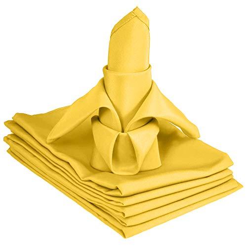 TableLinensforLess 17x17 Inch Hemmed SimplyPoly XL Cloth Napkins Set of 8 (Dark Lemon)