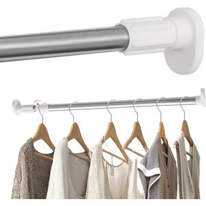 Closet Rod, Heavy-Duty Tension Rod 19.68 To 31.49 Inch, Adjustable Closet Rods for Hanging Clothes, Rust-Resistant Tension Bathroom Rod for Window, Bathroom, Closet, Room Divider Without Drilling