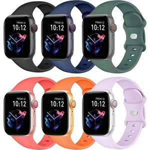 2 x 6 Pack Sport Bands Compatible with Apple Watch Band 38mm 40mm 41mm 42mm 44mm 45mm 49mm 46mm,Silicone Waterproof Strap Compatible with iWatch Apple Watch Series 10 9 Ultra 8 7 6 5 4 3 2 1 SE Women Men