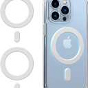 OUTXE Magnetic Adapter Ring 2Pack, Universal Magnet Sticker Compatible with Magsafe Accessories & Wireless Charging for iPhone/Android/Galaxy/Pixel White