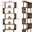 Gadroad 6 Tier Geometric Bookcase,S Shaped Bookshelf, Wood Decorative Storage Shelving, Modern Freestanding Display Shelves, Tall Book Shelf Unit for Living Room Bedroom, Rustic Brown, 27.56"W x 74.2"H