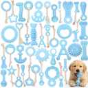 Shappy 40 Pcs Puppy Chew Toys for Teething TPR Small Dog Toys Soft & Durable Interactive Chew Toy Variety Shape Puppy Toy for Dog Play Supplies, Relieves Teething Anxiety, Not for Heavy Chewer(Blue)