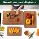 3-Piece Set Bamboo Cutting Board for Kitchen - Crack-Resistant Wood Chopping Boards with Deep Juice Grooves, Pre-Oiled Butcher Block for Meat, Vegetables & Cheese, Carbonized