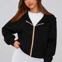 PRETTYGARDEN Hoodies for Women Sweatshirt Zip Up Hoodie Fall Fashion 2026 Trendy Long Sleeve Jackets Winter Clothing Outfits (Black, M)