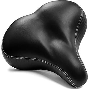 Bikeroo Extra Wide Replacement Saddle - Fits Indoor & Outdoor Bicycles - Steel Spring & Elastomer Suspension - Center Cutout - Memory Foam