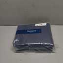 Bedsure 100% Washed Cotton Duvet Cover King Size - Navy Minimalist Bedding Set Linen Like - PureWoven Plain Simple & Soft Comforter Cover for All Seasons (Navy, King, 104"x90")