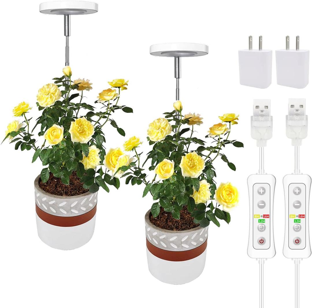 Plant Grow Light,Yadoker LED Growing Light Full Spectrum for Indoor Plants,Height Adjustable, Automatic Timer, 5V Low Safe Voltage,Idea for Small Plant Light