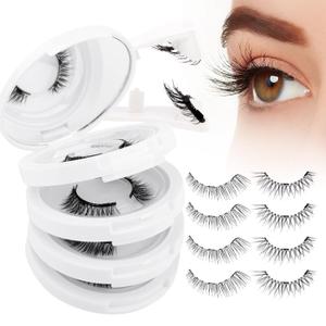 Magnetic Eyelashes with Applicator Natural Look: 4 Pairs, Reusable Magnetic Lashes, No Glue & Liner Needed, CX0125, 079+B01