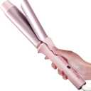 TSUYAGLA Large Hair Curling Wand, 1.6 Inch Big Barrel Curling Iron, 43 Million Ionic Ceramic Curler with 3 Temp, Auto Shut-Off, Long Barrel Curling Wand for Long Hair, Dual Voltage, Pink