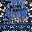 Fathers Day Decorations,230Pcs Happy Fathers Day Decorations- Best Father Ever Paper Plates and Napkins,Cups,Cake Topper,Balloons Arch,Decoracion Para El Dia Del Padre for Fathers Day Party Supplies