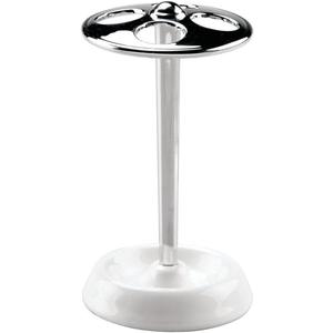 iDesign York Ceramic and Steel Divided Toothbrush Stand - 3.25" x 5", White/Chrome