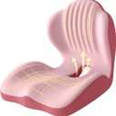 Ergonomic Seat Memory Foam Support Cushion for Back, Car Seat Back Support Cushion for Sciatica Tailbone Pain, Office Desk Chair Car Travel Seat Cushion (Pink), Medium