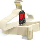 Korpai 50 Pack Beige Velvet Hangers,Coat Hanger Non Slip,Heavy-Duty,Space Saving,Slim Clothes Hangers for Pants,Outfit,Skirts,Suits,Coats,Dresses ect.Felt Hangers with Gold 360Swivel Hook